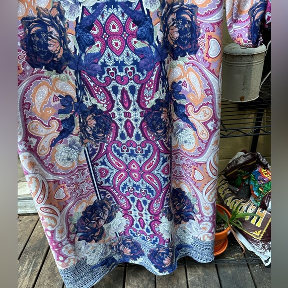 CHICO’S Travelers™ Paisley Maxi Dress Size 16 Long Sleeve Wrinkle Resistant LN - Picture 9 of 9